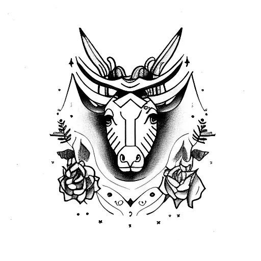 Libra and taurus combined girly tattoo design idea