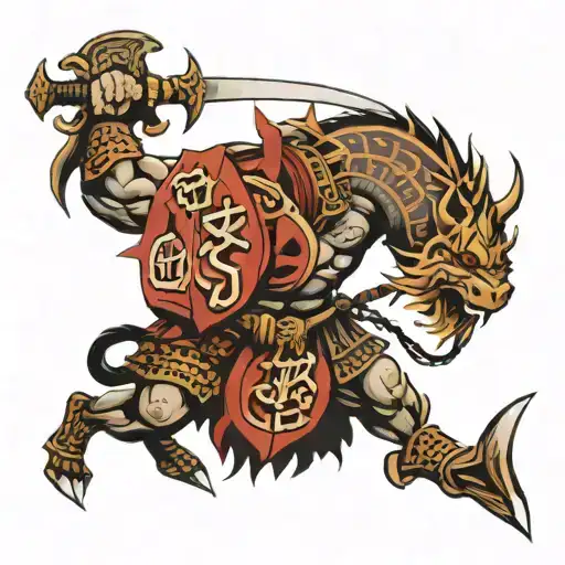 norse mythology and bushido code tattoo design idea