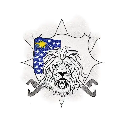 Lion with nepal flag  tattoo design idea