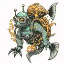 scuba diving , sea animals tattoo design idea