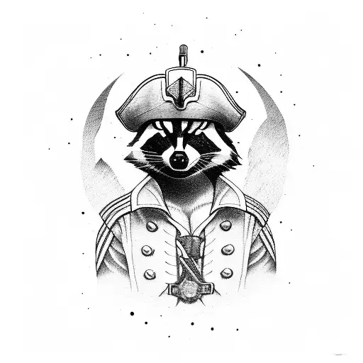 Rocket Racoon as a pirate captain tattoo design idea