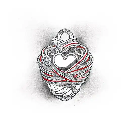 shibari, rope heart tattoo design idea