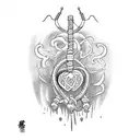 shibari, rope heart tattoo design idea