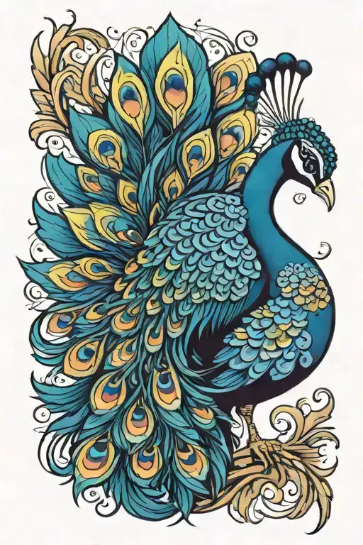 art deco peacock looking tattoo design idea