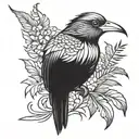 A stylized torogoz bird surrounded by tropical foliage tattoo design idea
