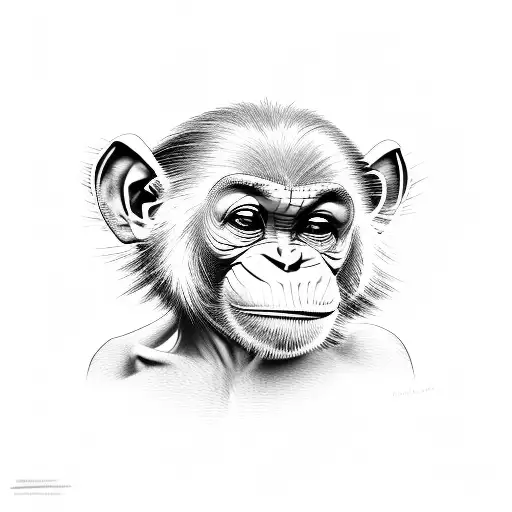 chimp with blind fold  tattoo design idea