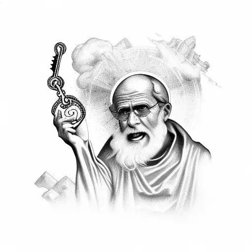 Saint Peter the apostole holding the keys  tattoo design idea