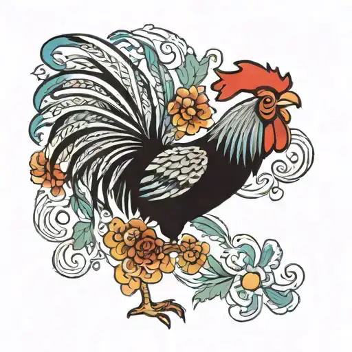 Mexican rooster  tattoo design idea