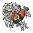 Mexican rooster  tattoo design idea