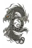 yin Yang dragon and phoenix with lightning bolt tattoo design idea