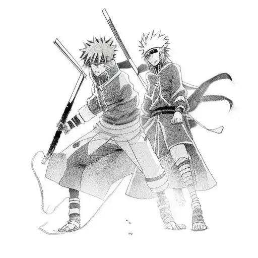 Pain and Nagato (Naruto) in a epic pose tattoo design idea
