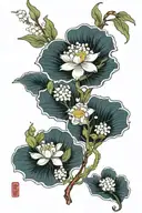 Japanese waves lotus flower lily of the valley hawthorn flower tattoo design idea