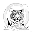 A tiger climbing a mountain symbolizing self achievement tattoo design idea