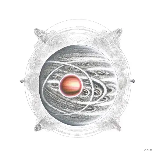 Atom and planets tattoo design idea