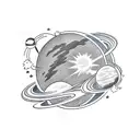 Atom and planets tattoo design idea