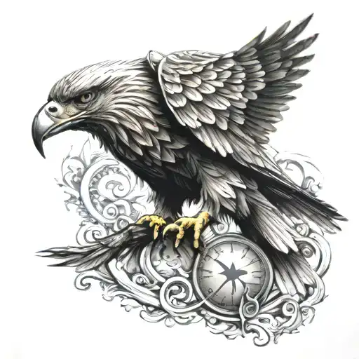 greek style tattoo with eagle tattoo design idea