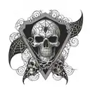 skulls spider web coffin and smoke tattoo design idea