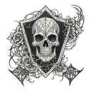 skulls spider web coffin and smoke tattoo design idea