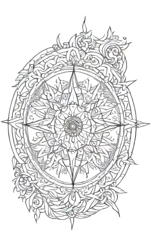 mandala compass intertwined within tattoo design idea