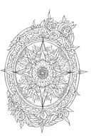 mandala compass intertwined within tattoo design idea