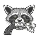 raccoon with gun  tattoo design idea