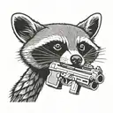 raccoon with gun  tattoo design idea