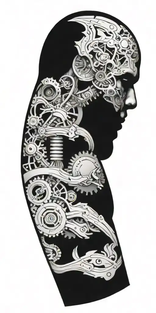 bio mechanical tattoo design idea