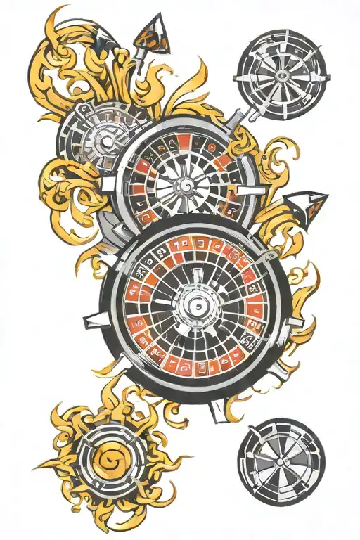 fire,  roulette wheel tattoo design idea