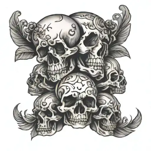 hear no evil see no evil floral skulls tattoo design idea