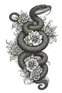 snake, fire, flowers, roulette  tattoo design idea