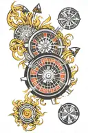  fire,  roulette wheel tattoo design idea