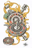  fire,  roulette wheel tattoo design idea