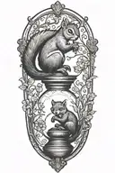  squirrel climbing hourglass  tattoo design idea