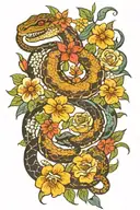 rattlesnake with a scorpion surrounded by flowers   tattoo design idea