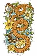 rattlesnake with a scorpion surrounded by flowers   tattoo design idea