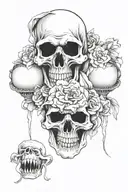 hear no evil see no evil speak no evil grim reaper floral tattoo design idea