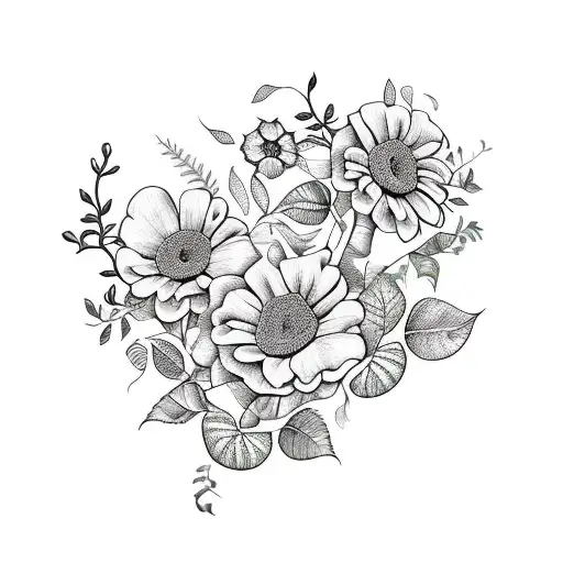 flowers with vines  tattoo design idea
