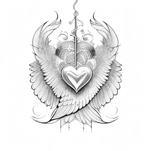 heart with wings  tattoo design idea