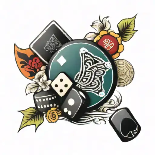 gambling poker chips dice cards whiskey   tattoo design idea