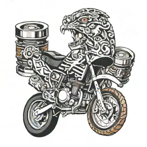 4-Stroke dirt bike pistons tattoo design idea