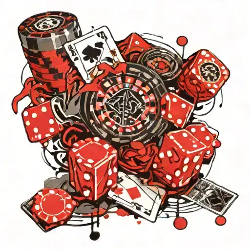 gambling poker chips dice cards whiskey   tattoo design idea