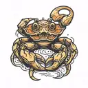 crab holding a crab Rangoon   tattoo design idea