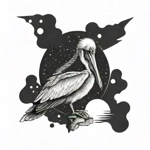 pelican sitting on the doc tattoo design idea