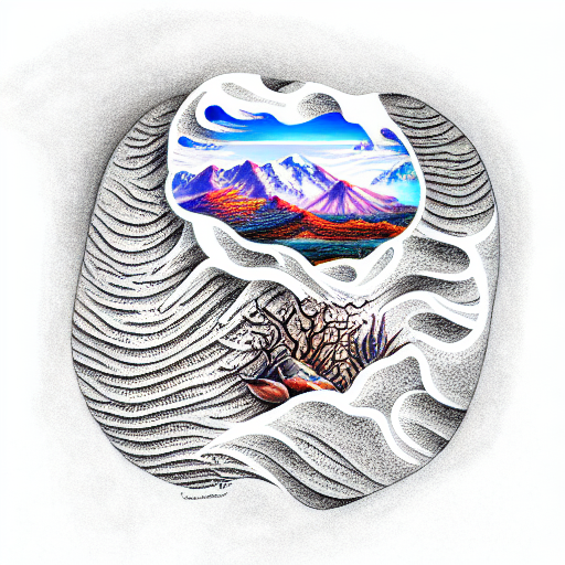 sea mountain nature computer tattoo design idea