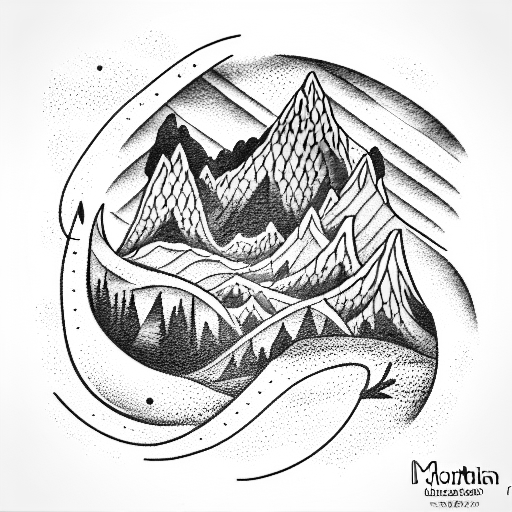 mountain sea man tattoo design idea