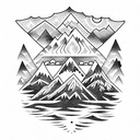 mountain sea man tattoo design idea