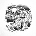 mountain sea man tattoo design idea