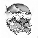 mountain sea man tattoo design idea