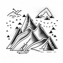 mountain sea man tattoo design idea