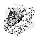 mountain sea man tattoo design idea